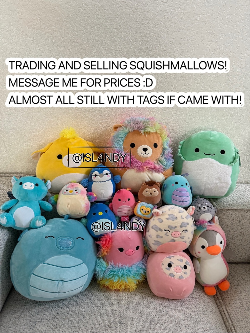 Squishmallows Plush Lot - Pastel Blue Pink Green Yellow Purple